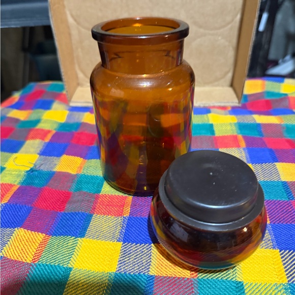 Vintage Amber Glass Bubble Top Apothecary Jar Belgium - Picture 3 of 4